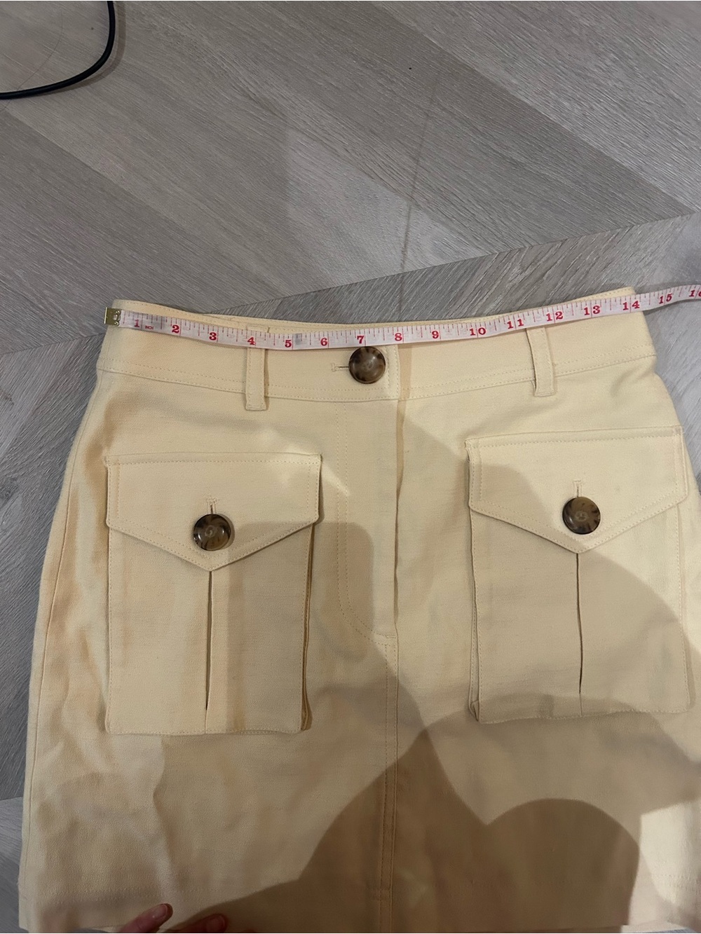 Sézane Gillyne Skirt Cream/Ecru Utility Mini Button Pocket French Sustainable - Picture 7 of 8